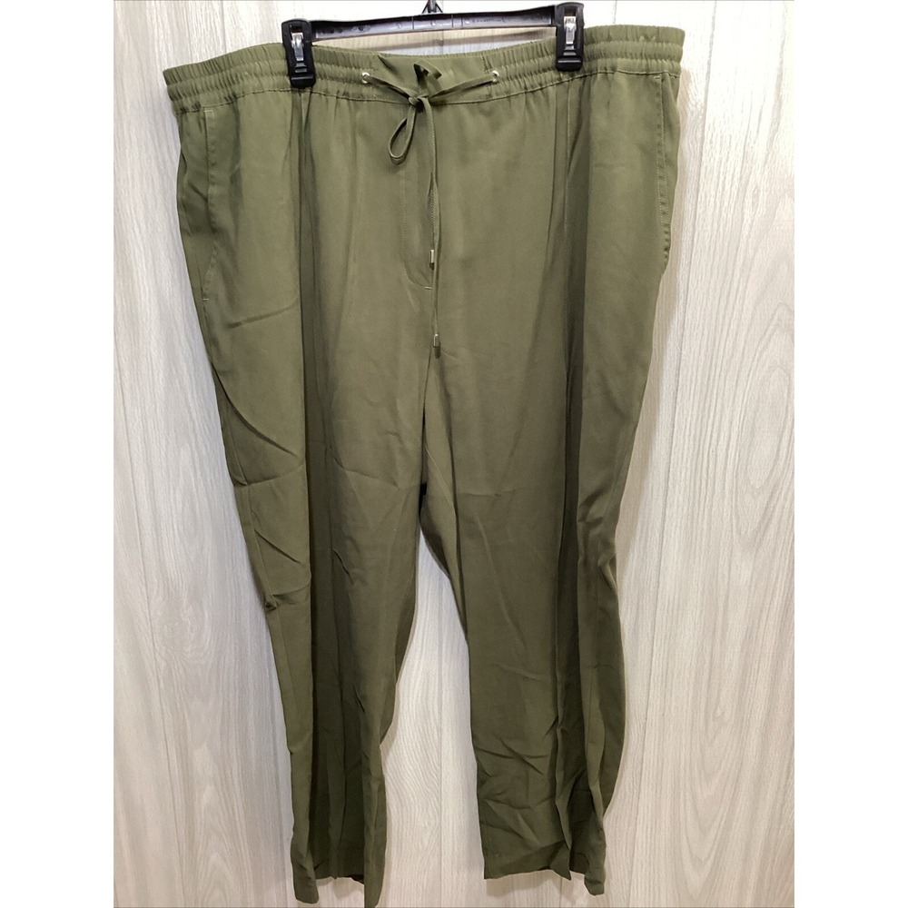 OPHELIA ROE Women's (Size 3X) Elastic Waist Wide Drawstring Pants Rayon Poly